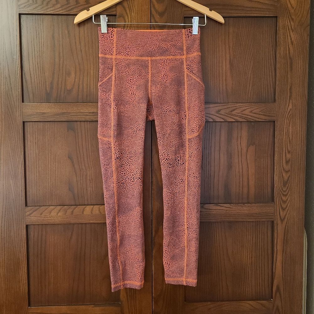 Lululemon Invigorate High-Rise Crop 23" in Crackle Glaze Vintage Orange Larkspur